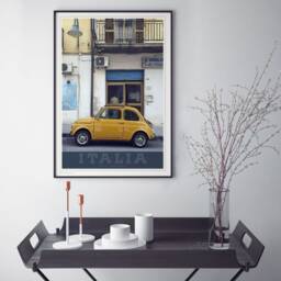 Vintage Italian Travel Poster, Fiat Bambino Retro Art Print - thumbnail 2