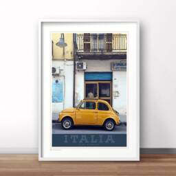 Vintage Italian Travel Poster, Fiat Bambino Retro Art Print - thumbnail 1