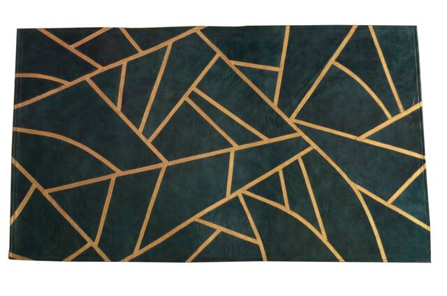 "Brand New Green Gold Authentic Leather Rug Carpet With Plastic Shine Finish 24"" X 43" - image 1