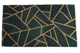 "Brand New Green Gold Authentic Leather Rug Carpet With Plastic Shine Finish 24"" X 43" - thumbnail 1