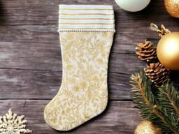 Rifle Paper Co Gold Metallic Fabric Christmas Stocking