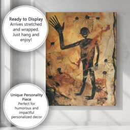 Prehistoric Cave Painting Primitive Human Figure Artwork Canvas Wall Art Print Decor Picture Ready To Hang - thumbnail 3