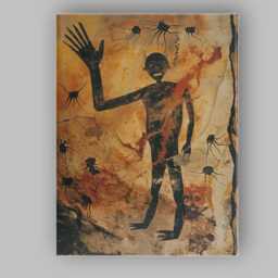 Prehistoric Cave Painting Primitive Human Figure Artwork Canvas Wall Art Print Decor Picture Ready To Hang - thumbnail 1
