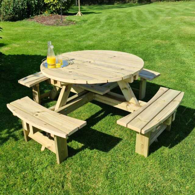 Westwood Round Picnic Table, Heavy Duty Outdoor Pub Benches - image 1