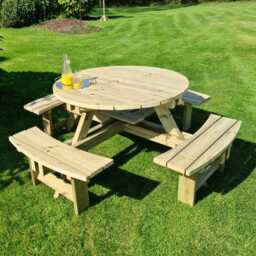 Westwood Round Picnic Table, Heavy Duty Outdoor Pub Benches