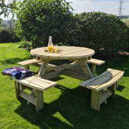 Westwood Round Picnic Table, Heavy Duty Outdoor Pub Benches - thumbnail 2