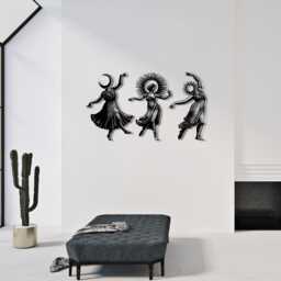 Triple Goddess Metal Wall Art Black Steel Celestial Decor, Witchy Silhouette Triptych Art - thumbnail 1