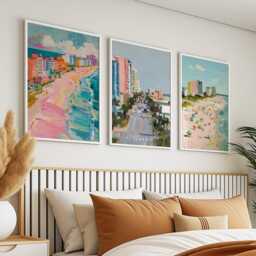 Myrtle Beach South Carolina Poster Set Of 3 Coastal Travel Wall Art Usa Ocean Pier Prints, Vintage Minimalist Style - thumbnail 2