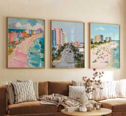 Myrtle Beach South Carolina Poster Set Of 3 Coastal Travel Wall Art Usa Ocean Pier Prints, Vintage Minimalist Style - thumbnail 1