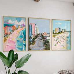 Myrtle Beach South Carolina Poster Set Of 3 Coastal Travel Wall Art Usa Ocean Pier Prints, Vintage Minimalist Style - thumbnail 3