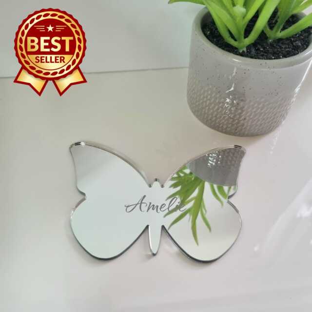 Butterfly Acrylic Mirror Wall Art Personalized Engraving Available - image 1