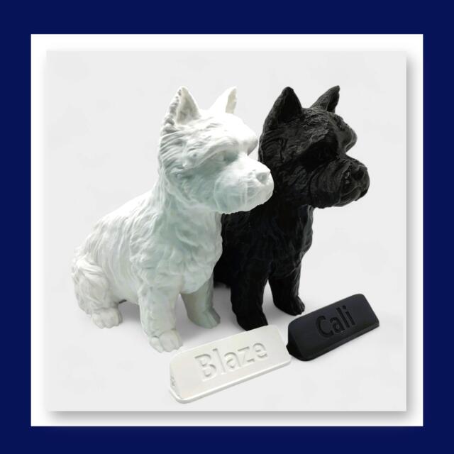 Ready To Post - West Highland Terrier/Scottie Dog Statue Ornament Custom Personalisation White Or Black - image 1