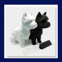 Ready To Post - West Highland Terrier/Scottie Dog Statue Ornament Custom Personalisation White Or Black - thumbnail 1