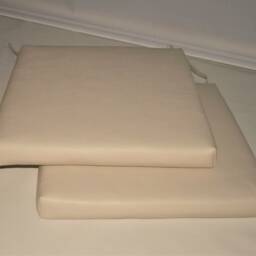 "2 Cream Faux Leather Square Dining Garden Chair Cushions Seat Pads 14"" To 20" - thumbnail 2