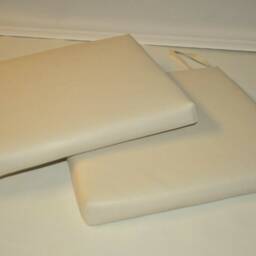 "2 Cream Faux Leather Square Dining Garden Chair Cushions Seat Pads 14"" To 20" - thumbnail 3