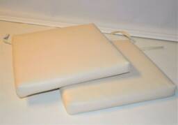 "2 Cream Faux Leather Square Dining Garden Chair Cushions Seat Pads 14"" To 20" - thumbnail 1
