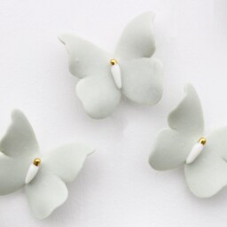Little Pistachio Green Porcelain Butterflies For Wall Decoration - thumbnail 2