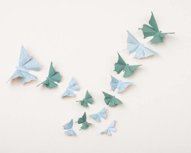 3D Butterfly Wall Decor Cute Nursery Decor, Baby Shower, Home Wedding - Spruce Green & Aqua Damask - image 1