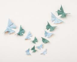 3D Butterfly Wall Decor Cute Nursery Decor, Baby Shower, Home Wedding - Spruce Green & Aqua Damask - thumbnail 1