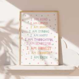 Girls Personalised Rainbow Print Set Of 3, Positive Affirmation Prints, Motivational, Bedroom Nursery Wall Art, Art - thumbnail 3