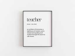 Teacher Print - Definition Wall Art - End Of Year Gift Classroom Decor Thank You Poster New Teaching Gifts - thumbnail 1