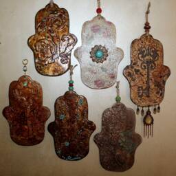 Handmade Stone Hamsa Wall Hanging Unique Home Decor - thumbnail 3