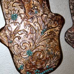 Handmade Stone Hamsa Wall Hanging Unique Home Decor - thumbnail 2
