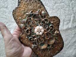 Handmade Stone Hamsa Wall Hanging Unique Home Decor - thumbnail 1