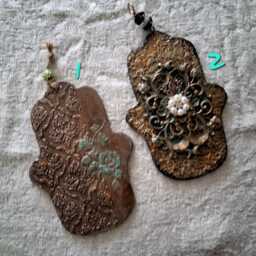 Handmade Stone Hamsa Wall Hanging Unique Home Decor - thumbnail 2