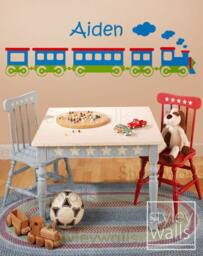 Train Wall Decal For Nursery Baby Room, Choo Personalized Vinyl Kids, Sticker - thumbnail 2