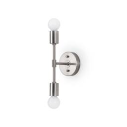 2 Light Brushed Gold Wall Sconce - Modern Minimalist Lighting For Bathroom, Vanity & Hallway Industrial Exposed Bulb Lamp Fixture - thumbnail 4