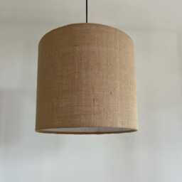 Natural Hessian Drum Lampshade/ Ceiling Shade With A White Lining, Beige, Brown Straight Sided Lampshade - thumbnail 2