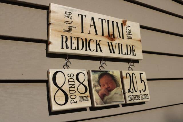 Newborn Birth Stats Wood Sign Personalized Announcement Wall Art Photo Baby Gift Picture On Custom Portrait For Mom - image 1