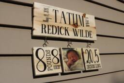 Newborn Birth Stats Wood Sign Personalized Announcement Wall Art Photo Baby Gift Picture On Custom Portrait For Mom - thumbnail 1