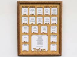 School Years Birth Thru 12Th Grade Picture Frame Personalized With Name 11x14 K-12Th Oak 18 Pictures - New Baby Gift For Parents - thumbnail 1