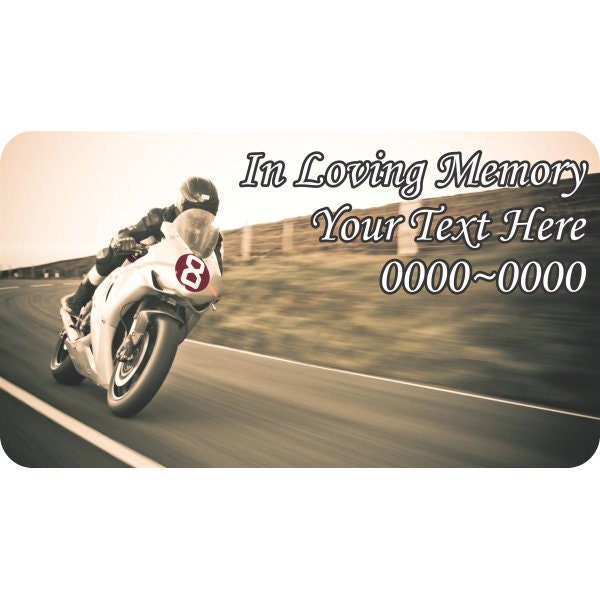 Street Bike Moto in Loving Memory Full Color Rounded Rectangle 003 Custom Vinyl Wall Decal Or Car Sticker - Ilmfullcolorroundrectangle003Et