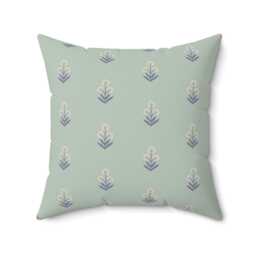 Square Throw Pillow, Boho Floral Block Print, Lavender Coral Mint, Nursery Decor, Flowers Decorative Bohemian Room Neutrals