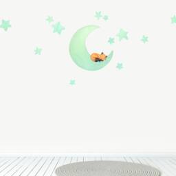 Fabric Wall Decal, Fox Moon Nursery, Toddler Watercolour Room Decor, Animal Stickers - thumbnail 3