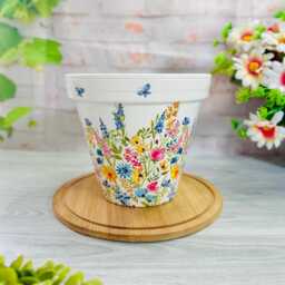 Decoupaged Terracotta Flower Pot, Wildflower Garden Planter - thumbnail 3