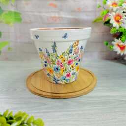 Decoupaged Terracotta Flower Pot, Wildflower Garden Planter - thumbnail 2