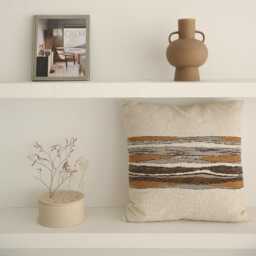 Boho Textured Throw Pillow Cover Earth Tone Abstract Striped Cushion - thumbnail 3