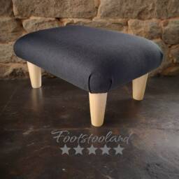 Black Upholstered Footstool Handmade Bed Step Stool. S - thumbnail 1