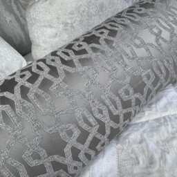 "Grey Bolster Cushion in Designer Fabric - Home Decor Accent 16"" X 6" - thumbnail 2