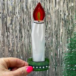 Fused Glass Candle, Christmas Tree Decoration, Window Hanging, Stocking Filler - thumbnail 1