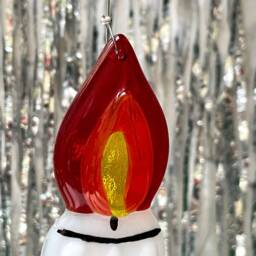Fused Glass Candle, Christmas Tree Decoration, Window Hanging, Stocking Filler - thumbnail 2