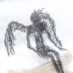 Winged Angel, Angel Figurine, Sculpture, Gift, Art, Wire Fantasy Creature, Boyfriend Gift - thumbnail 2