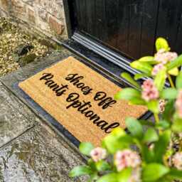 Shoes Off Pants Optional Cheeky Doormat, Welcome Quote Mat, Custom Funny Rug, Housewarming Gift, New Home Coir Door Mat - thumbnail 2