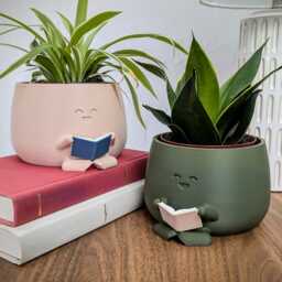 Cute Planter Book, Book Lover Gift, Unique Plant Pot Reading, Indoor Pots, Christmas Gift For Her, Flower Vase, Housewarming
