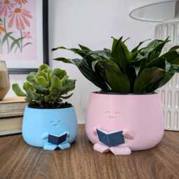Cute Planter Book, Book Lover Gift, Unique Plant Pot Reading, Indoor Pots, Christmas Gift For Her, Flower Vase, Housewarming - thumbnail 3