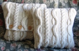 Chunky Celtic Inspired Cable Knit Pillow Cover 12x12 Inches - thumbnail 1